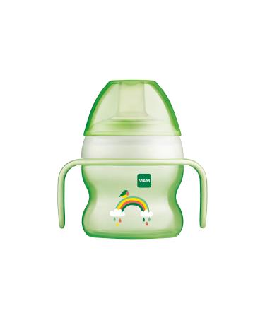 MAM Starter Cup Baby drinking cup (150ml) drinking bottle for first drinking attempts beak cups with non -slip handles from 4 months green animal motif