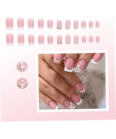 1 Set Press on Nails French Square Fake Nails Full Cover Short Press on Nails Reusable Short Nails Press on Cute Press on Nails Set for Women DIY Home Party - Buy Online on SooperMarket.com