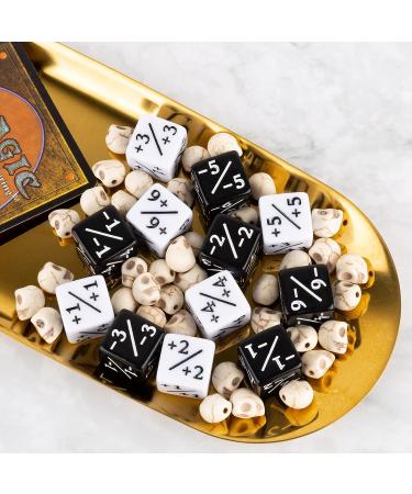 24 Pieces MTG Dice Counters Token Buff Dice Set with Velvet Pouches D6 Cube Dice for Magic The Gathering CCG Card Games Accessory(Black  White) - Buy Online on SooperMarket.com