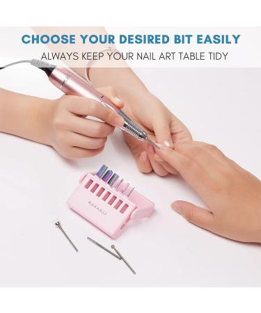 MAKARTT Nail Drill Bit Holder & Storage Case - Pink | 7 Anti-Slip Holes, Detachable Stand, Organize Nail Tech Supplies - Buy Online on SooperMarket.com