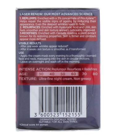 L'Oreal Revitalift Laser Renew Anti-Aging Revolumizing Cream Mask 15ml - Night Treatment for Youthful Skin - Buy Online on SooperMarket.com