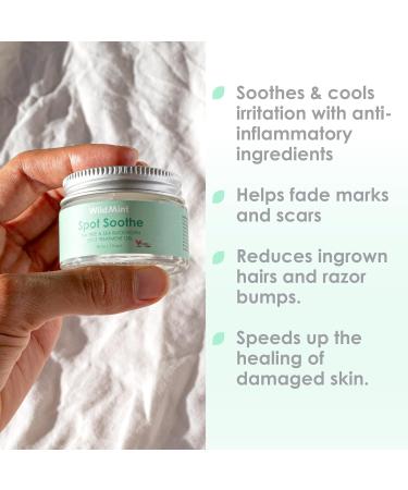WildMint Spot Soothe Natural Spot Treatment Gel | Reduces Breakouts Scars & Irritation | Tea Tree Healing Serum for Acne Prone Skin Blemishes Redness & Ingrown Hairs | Cruelty-Free UK Skincare 30ml - Buy Online on SooperMarket.com
