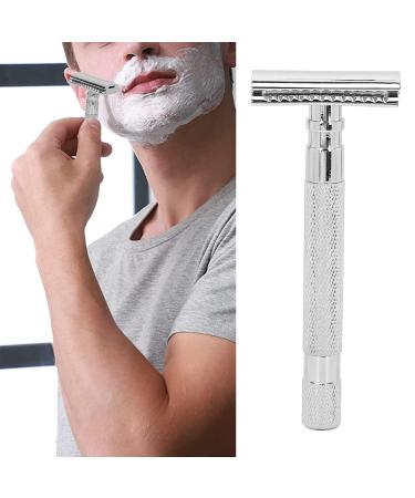 Double Edge Reusable Security Razor - Manual Zinc Alloy for Wet Shaving | Barber Quality (Silver) - Buy Online on SooperMarket.com