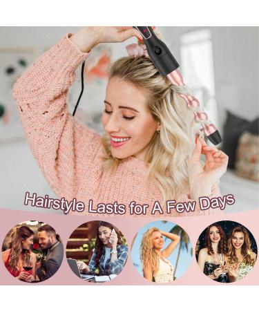 Professional 6 in 1 Curling Iron Set with Hair Straightener Brush - Dual Voltage Curler Wave Wand - Ceramic Barrel Hair Styling Tools - Instant Heating - Heat Resistant Gloves - Rose Gold - Buy Online on SooperMarket.com