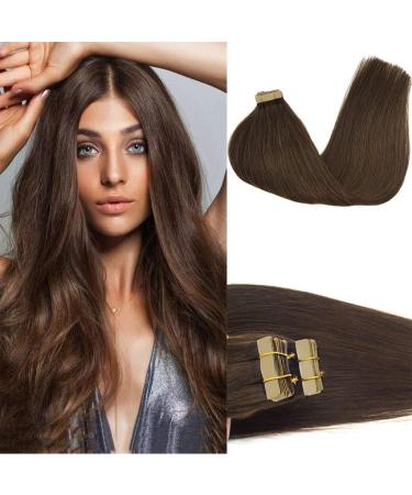 GOO GOO TAPE Extensions chocolate brown 20pcs 50g 40cm tape in extensions real hair hair extensions real hair hair extension real hair tapes #4a chocolate brown 40cm-50g