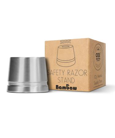 Bambaw Silver Safety Razor Stand | Razor Holder Shave Stand | Shaver Holder Stand fits only Metal Safety Razors | Double Edge Razor Stand | Razor Stand Holder | Shaving Stand
