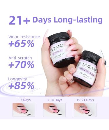 SAVILAND 100G Base & Top Gel Set - No-Wipe Glossy Nail Polish for Home Salon | UV LED Long-Lasting Coating - Buy Online on SooperMarket.com