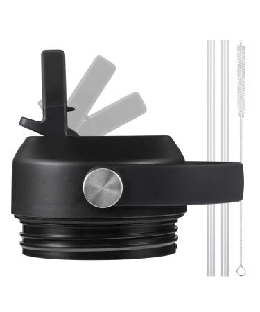 FLORAPELL Straw lid for Yeti Rambler 18 26 36 64 oz, Lid with Straws and Flexible Handle, Replacement Cap for Yeti 18oz 26oz 36oz 64oz Rambler Water Bottle Straw Cap, Black