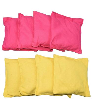 East Eagle Premium Weather Resistant Duckcloth Cornhole Bags - Bean Bags for Corn Hole Game - Regulation Size & Weight Pink&Yellow
