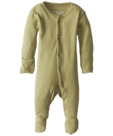 L'Ovedbaby Girls' Organic Baby Snap Footie 3-6 Months Sage