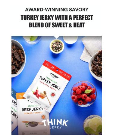 Think Jerky Variety Pack - Chef Crafted 100% All-Natural Grass-Fed Beef and Free-Range Turkey - Healthy Protein Snack, Low Calories, Salt and Fat - 1oz (8 Pack) - Buy Online on SooperMarket.com