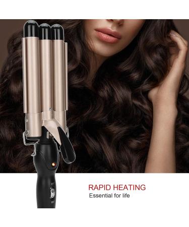 Electric Hair Curler 3 Barrel Curling Iron Wand Adjustable Hair Curler Waver Crimper Hair Styling Tool (Gold 22mm) - Buy Online on SooperMarket.com