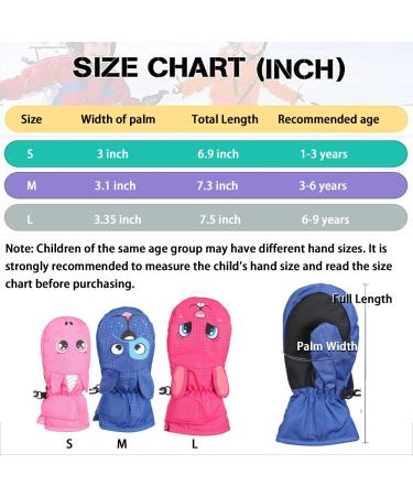 Waterproof Kids Winter Mittens - Blue Dog Print, Size L (Age 7-9) | Fleece Lined Thermal Gloves for Skiing, Snowboarding, Cycling | Ages 1-9 Boys Girls - Buy Online on SooperMarket.com