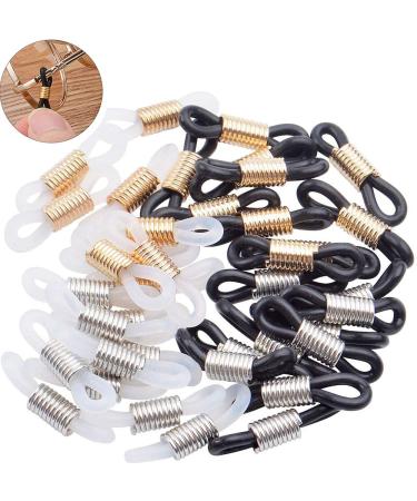 GBSTORE 40 Pcs Rubber Adjustable Eyeglass Chain Ends Eyeglasses Strap Holder Spectacle Chain Loops for Eyeglass Chain(4 Colors)