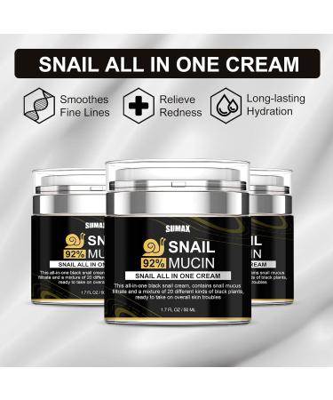 Pressed Snail All in One Cream 92 Snail Mucin Moisturiser Smooths Fine Lines Relieves Redness Long-Lasting Hydration Snail Repair Cream for All Skin Types 50ml - Buy Online on SooperMarket.com