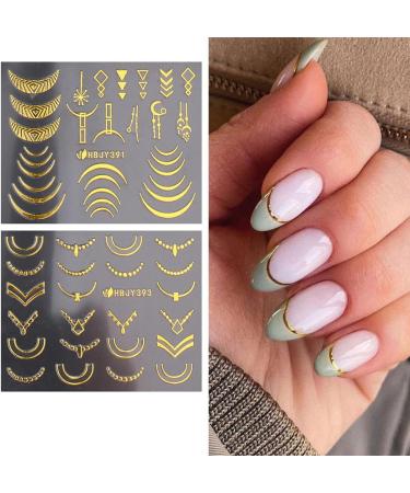 Gold Flower 3D Metallic Nail Art Stickers - Self-Adhesive Decals for Luxury Nail Designs - Women's Nail Art Decoration - Buy Online on SooperMarket.com