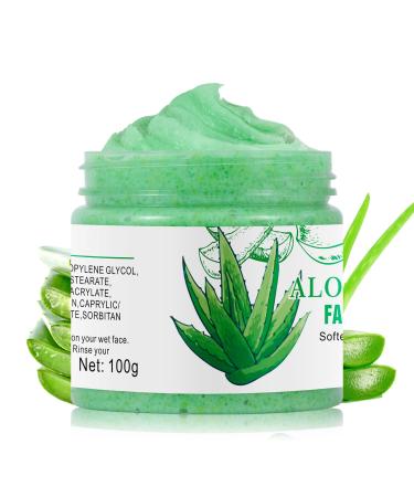 Facial Cleanser Aloe Vera Face Scrub  Brightening Facial Scrub & Face Exfoliator  Exfoliating Face Wash Organic  Moisturizing Facial Exfoliant for Women Men  Facial Cleanser for Acne Green