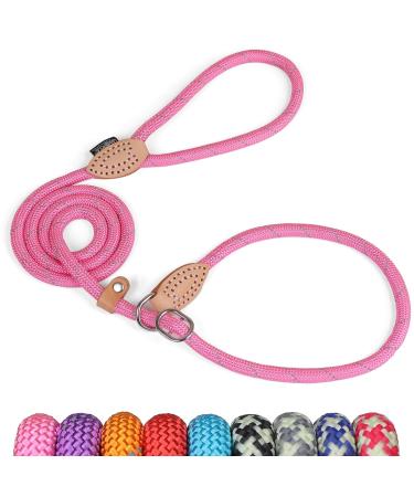 Grand Line Durable Slip Lead Dog Leash 1.5M Reflective Training Dog Lead Slip Rope Anti-choking Adjustable Pet Slip Lead for Small Medium Large Dogs and Cats (1.5m*1.4cm Pink) 1.4cm X 150cm Pink