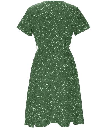 Women's Green Floral Wrap Midi Dress - Boho Summer Beach A-Line Smocked Dress - Buy Online on SooperMarket.com