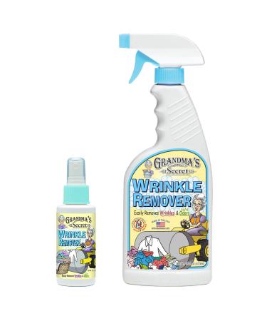 Grandma's Secret Wrinkle Remover Spray - Easily Removes Wrinkles & Odors - Wrinkle Release Fabric Refresher Spray Chlorine Bleach and Toxin-Free - 16 oz and 3 oz Travel Size Combo