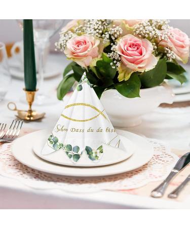 20 Vintage Disposable Fish Eucalyptus Green Napkins for Baby Party & Communion | Ideal Table Decoration | 3-Ply Quality - Buy Online on SooperMarket.com