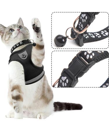 DKDDSSS Cat Harness and Lead Set Soft Mesh Harness for Outdoor Adjustable Reflective Strips Vest Harnesses Escape Proof Cat Kitten Walking Vest with Collar for Medium Cats Pets (M Black) - Buy Online on SooperMarket.com