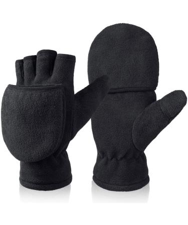 Winter Convertible Gloves Flip Top Mittens Warm Polar Fleece for Winter Running Painting Texting Photographing for Men Women Medium