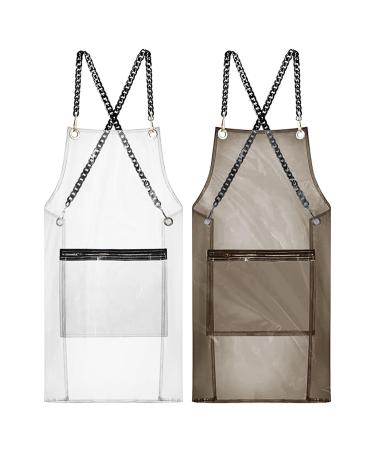 MIKI WELL Hair Stylist Apron - Adjustable Apron with Pockets Transparent+black
