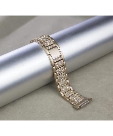 Mtozon Bling Bands for Fitbit Charge 5 - Dressy Metal Bracelet with Luxurious Rhinestones - Women's Soft Gold Wristband Replacement - Buy Online on SooperMarket.com