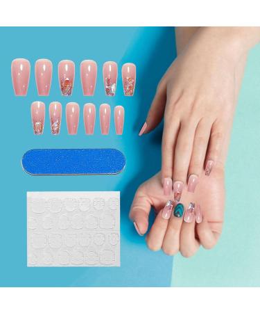 Glossy Fake Nails | Long Stick on Nails with Rhinestones | False Tips Artificial Finger Manicure for Women and Girls Kot-au - Buy Online on SooperMarket.com
