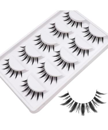 Veleasha Manga Lashes with Clear Band, 5 Pairs Pack False Eyelashes Natural Look Japanese Style Spike Anime Lashes | Style Demon Manga-Demon