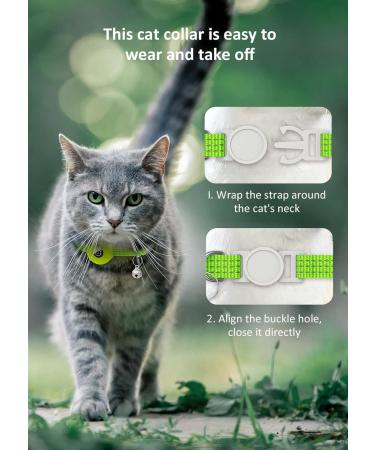 Buy Luminous Yellow Airtag Cat Neck Band | Reflective Kitten Collar with Bell | Light Tracker for Young Cats - Buy Online on SooperMarket.com