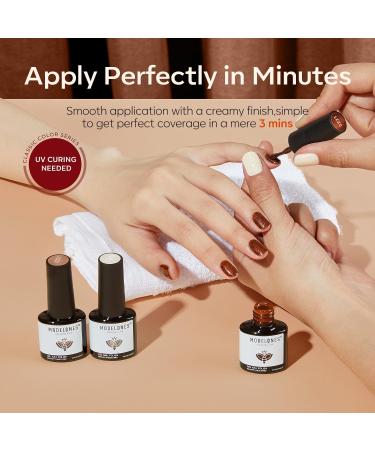 Modelones 32 PCS Gel Nail Polish Kit 28 Colors Nude Brown Gel Polish with Glitter & Glossy & Matte Gel Top Base Coat Glitter Nude Brown Red Pink Gel DIY Home Nail Curing Gifts for Women - Buy Online on SooperMarket.com