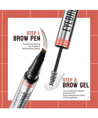 2 in 1 Waterproof 3D Eyebrow Pencil with Eyebrow Gel Micro Eyebrow Pencil with 4 Fork Tip Applicator 2024 New Eyebrow Pencil Effortlessly Creates Natural Looking Brows (Dark brown+Light brown) - Buy Online on SooperMarket.com