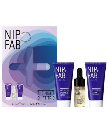 Nip+Fab Christmas Gift Set The Night Shift Trio Enhance your Beauty Sleep with Retinol Fix: Extreme Concentrate Serum and Overnight Cream for Firmer and Smoother Face Skin
