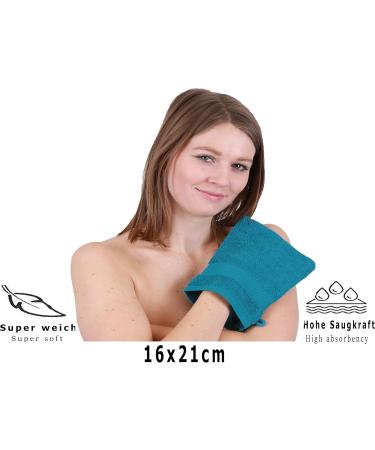 Betz Terry Cloth Wash Gloves - 10 Piece Set 100% Cotton 16x21 cm Cranberry-Petrol | Premium International Shipping - Buy Online on SooperMarket.com