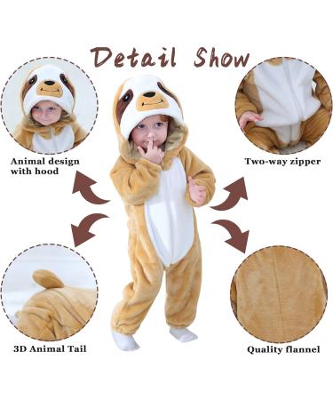 Doladola Baby Sloth Hooded Onesie Pajamas | Infant Romper 6-12 Months - Buy Online on SooperMarket.com