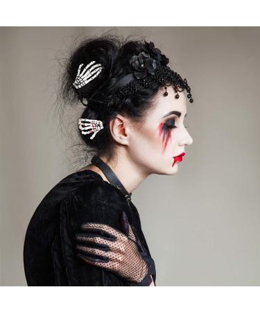 Skeleton Hands Hair Clips - 6 Piece Set for Women and Girls, Punk Rock Horror Hair Accessories - Classic Color - Buy Online on SooperMarket.com