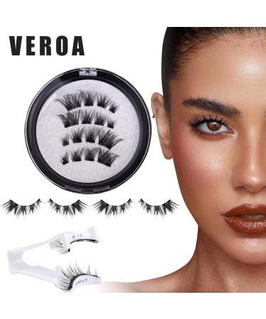 VEROA Magnetic Eyelashes With Applicator - Natural Look Cat Eyemagnetic Lashes Without Eyeliner - Reusable Magnetic Eyelashes Lightweight Waterproof Easy To Wear(Black) - Buy Online on SooperMarket.com