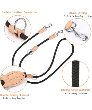 Adjustable 2m Dog Leash - 11mm Thick Nylon Braided Multifunctional Training Lines for Small/Medium/Large Dogs - Black - Buy Online on SooperMarket.com