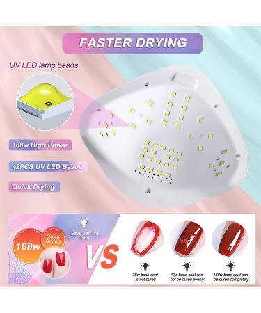 168W UV LED Nail Lamp | Quick-Drying Nail Dryer with 4 Timers | Automatic Sensor UV Light for Nails | Ideal for UV Resin & Gel Polish - Buy Online on SooperMarket.com