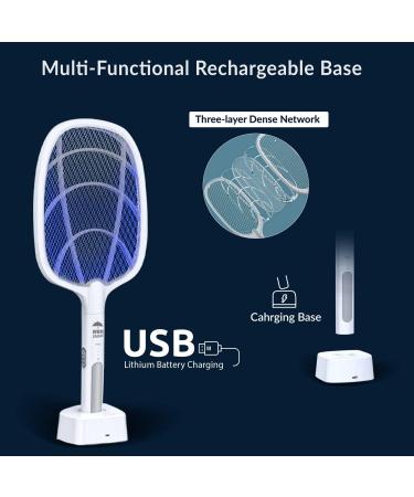 2 in 1 Electric Bug Zapper | USB Rechargeable Mosquito Trap Lamp & Racket | Powerful Grid | Safe for Home & Outdoor | Pack of 1 - Buy Online on SooperMarket.com