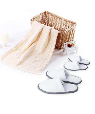 Spa Slippers Closed Toe - 12 Pairs Disposable Hotel Indoor Fluffy Coral Fleece - White 12 Pair Pack - Buy Online on SooperMarket.com