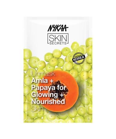 Nykaa Naturals Skin Secrets Bubble Sheet Mask Amla and Papaya 0.67 oz - Exfoliating Acne Scar Lightening Sheet Face Mask - Pore Minimizing Mask