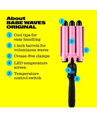 Trademark Beauty Babe Waves 3 Barrel Curling Iron Hair Waver 1 Inch Quick Heat Adjustable Temperature Hair Curler Perfect Beach Waver Hair Styling Tools 25mm Standard Ceramic Wand Pink 3 Barrel (1 Inch) - Buy Online on SooperMarket.com