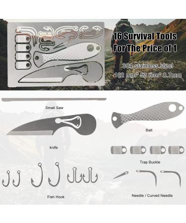 Moricher Survival Card Multitool- Fishing Line & EDC Kit for Outdoor Camping, Hiking, and Hunting - Silver 6pcs - Buy Online on SooperMarket.com