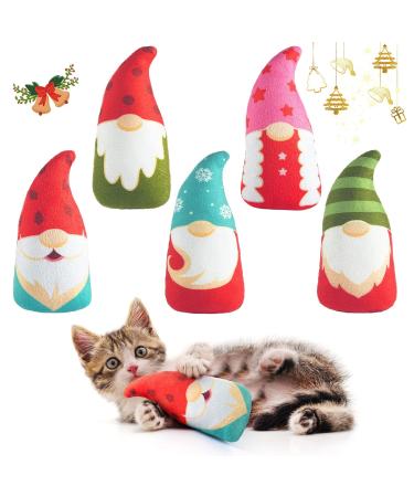 Christmas Catnip Toys Interactive Cats: BIUBIUCAT 5PCS Cat Nip Toy/ Kitten Chew Plush Gift/ Best Play Kick Stuff/ Kitty Stuffed Teething Pillow/Cute and Soft Dental Gifts for Indoor Kittens