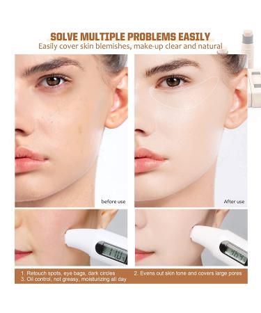 ONLYOILY 2 Pcs Contour & Highlighter Stick Set with Brush | Longwear Foundation & Bronzer | Smooth & Easy Blending Face Makeup - Buy Online on SooperMarket.com