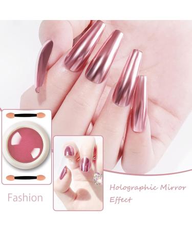 Rose Gold Chrome Nail Powder 6 Boxes Mirror Shiny Nail Glitter Dust Holographic Metallic Nail Art Pigment Powder for DIY Nail Decoration - Buy Online on SooperMarket.com