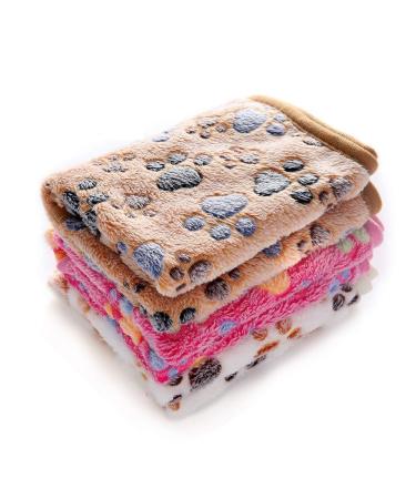 1 Pack 3 Blankets Super Soft Fluffy Premium Fleece Pet Blanket Flannel Throw for Dog Puppy Cat - Paw Small (Pack of 3) Paw
